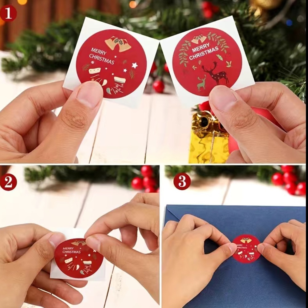 Roll of 500 Christmas Stickers - Picture 3 of 3